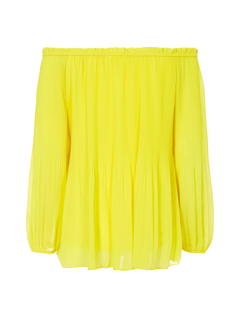Blouse gaufrée épaules nues - jaune fluo - 2