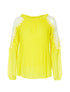 Blouse gaufrée épaules nues ajourées - jaune fluo - 4