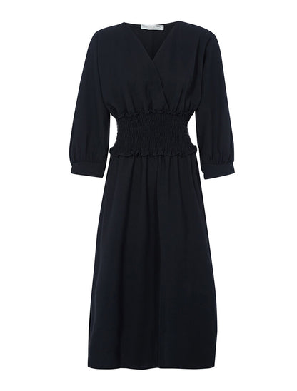 Robe fluide à taille élastiquée - noir - 1