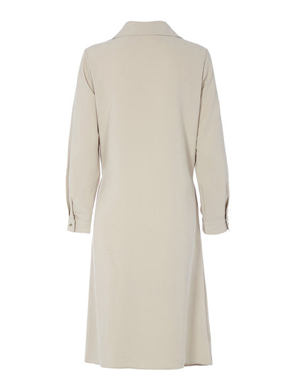 Robe longue à empiècement style chemise - beige - 2