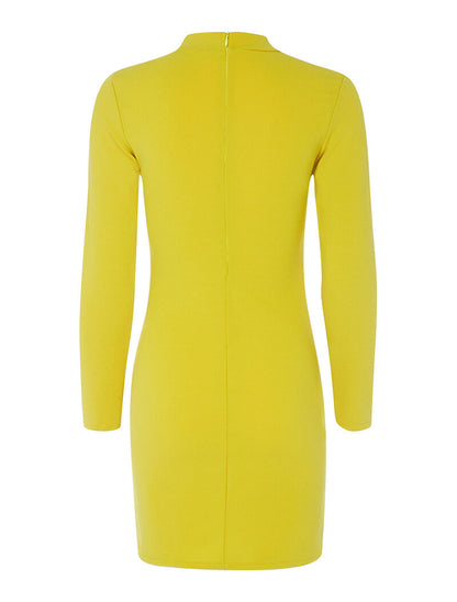 Robe fluide à oeillets et lacets - jaune - 2