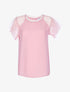 Top en voile à manches en tulle - rose orange - 1