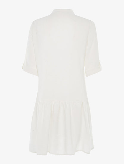 Robe chemise bas volanté asymétrique - blanc - 2
