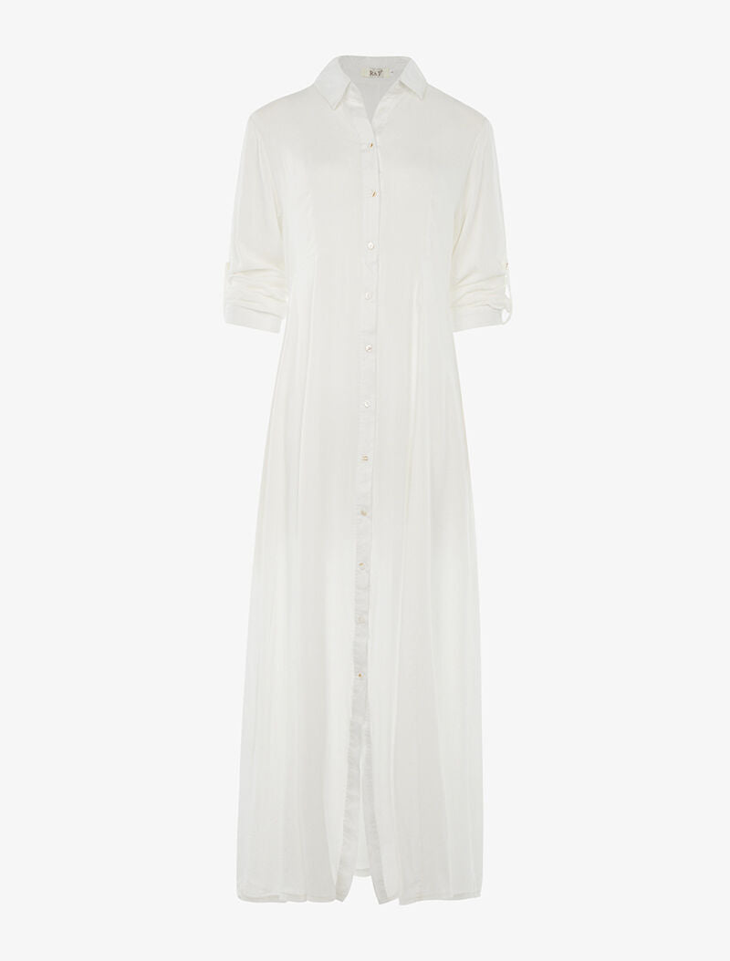 Robe chemise longue - blanc - 3
