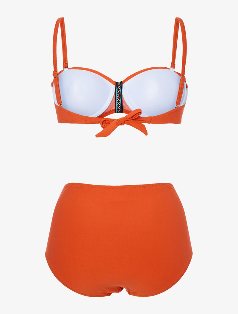 Bikini taille haute à lace brodé - orange - 2