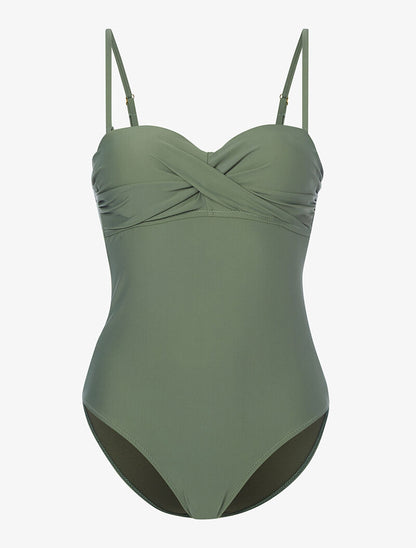 Monokini à bandeau torsadé - kaki - 3