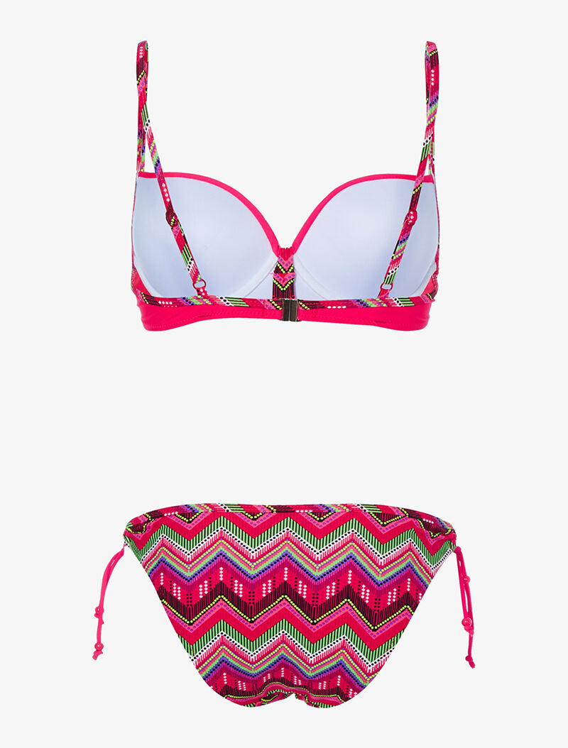 Bikini zig-zag éthnique - corail - 2