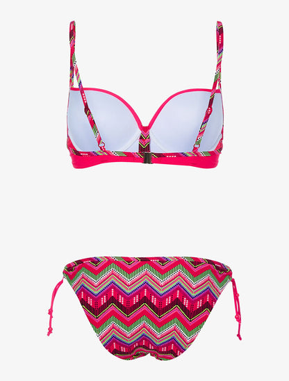 Bikini zig-zag éthnique - corail - 2