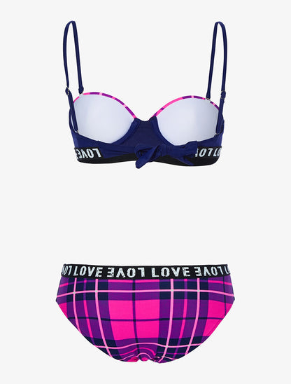 Bikini Love imprimé tartan - violet - 2