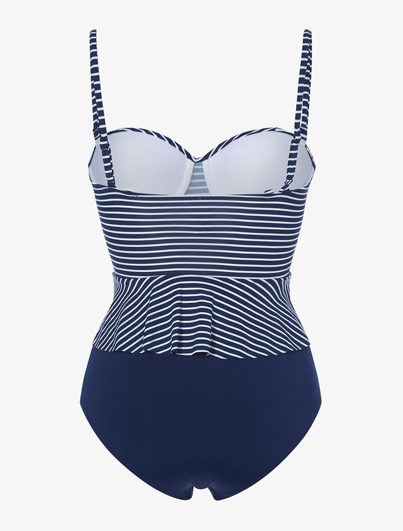 Tankini péplum marinière - marine - 2