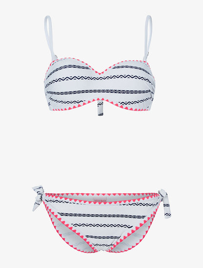 Bikini imprimé éthnique - blanc/marine - 1