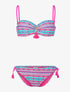 Bikini flashy éthnique - rose/turquoise - 1