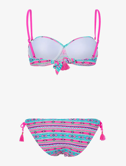 Bikini flashy éthnique - rose/turquoise - 2