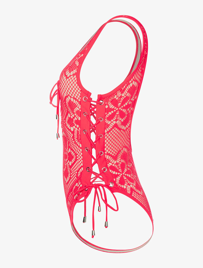 Monokini effet crochet - rouge - 3