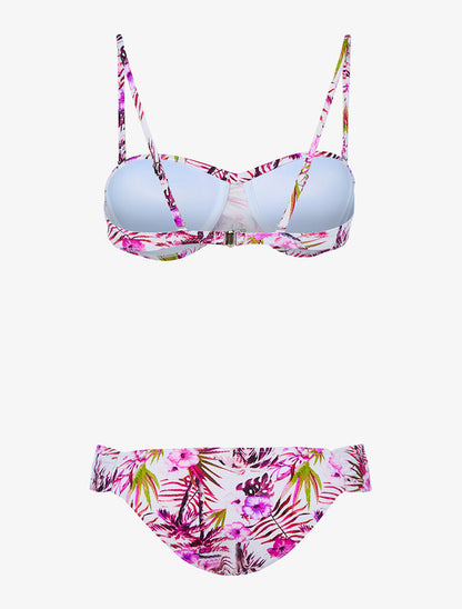 Bikini torsadé jungle - blanc/rose - 2