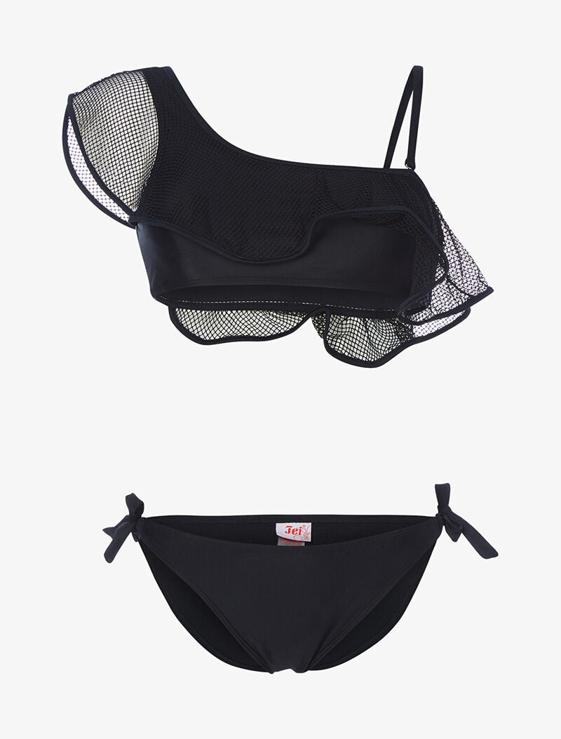 Bikini à volant et filet - noir - 3