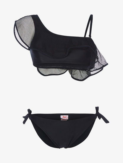 Bikini à volant et filet - noir - 3