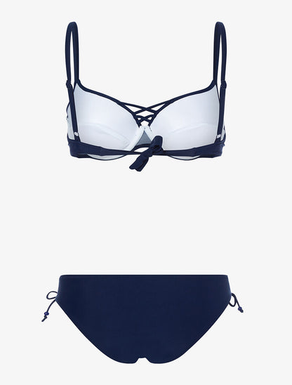 Bikini à côtés ajourés - marine - 2