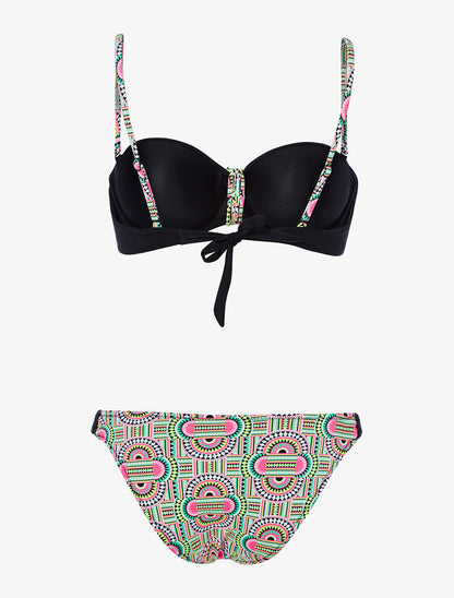 Bikini à imprimé tribal fluo - noir - 2