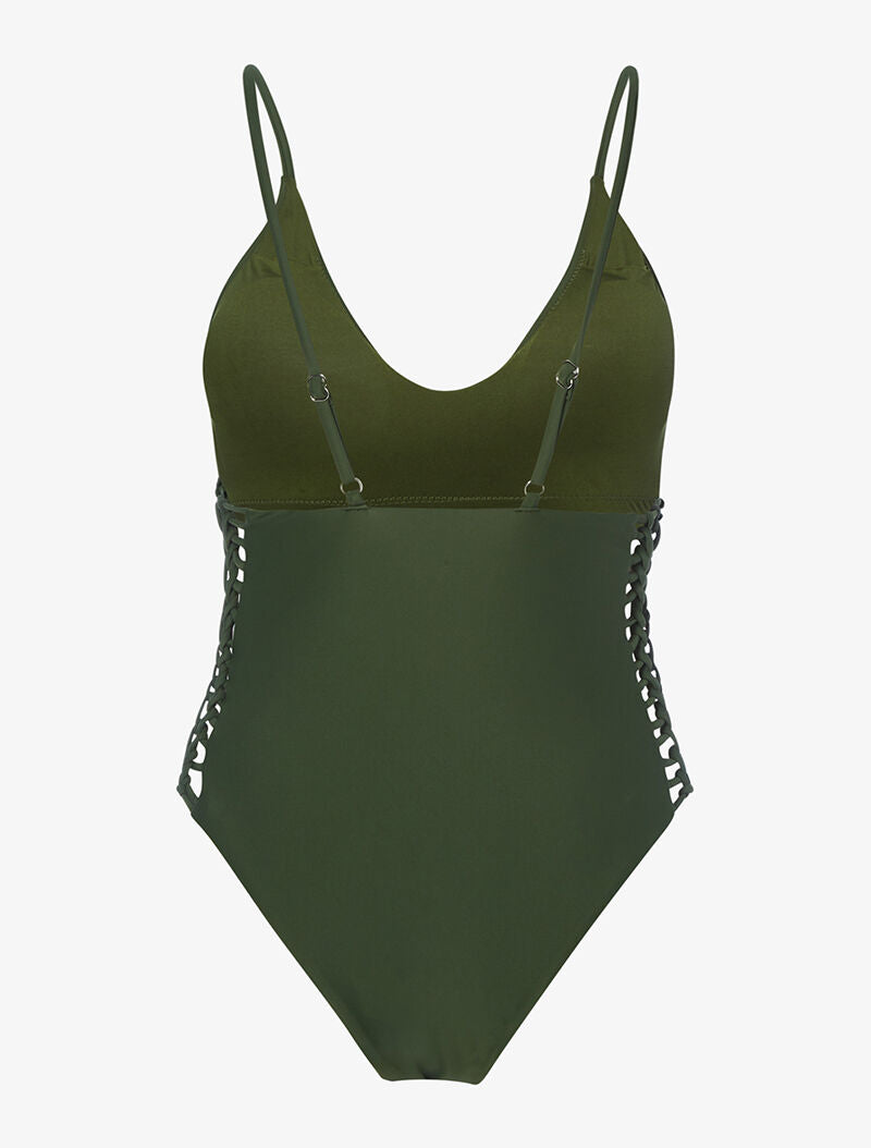 Monokini ajouré sur les côtés - kaki - 2
