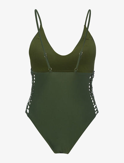 Monokini ajouré sur les côtés - kaki - 2