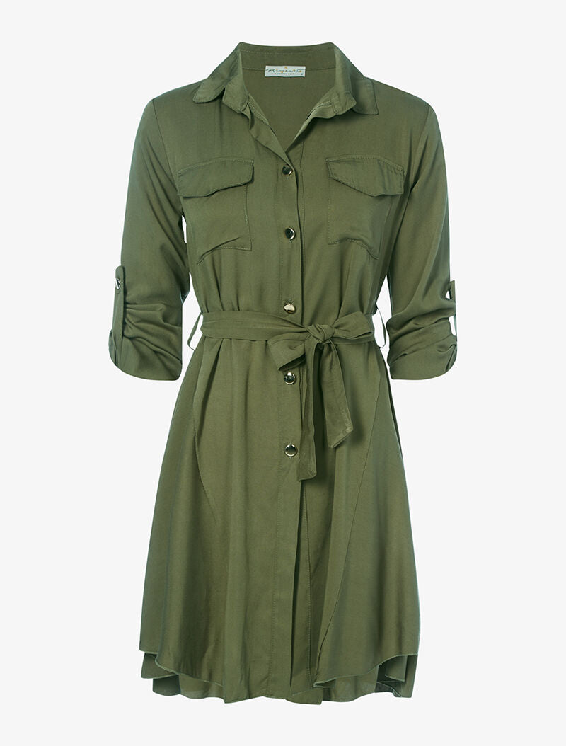 Robe style saharienne évasée - kaki Inspee | Inspee