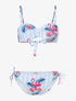 Bikini rayé à imprimé floral - bleu ciel - 1