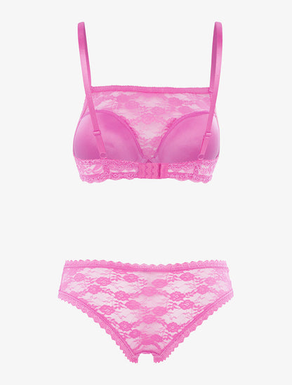 Ensemble SG style brassière en dentelle et culotte - rose parme - 2