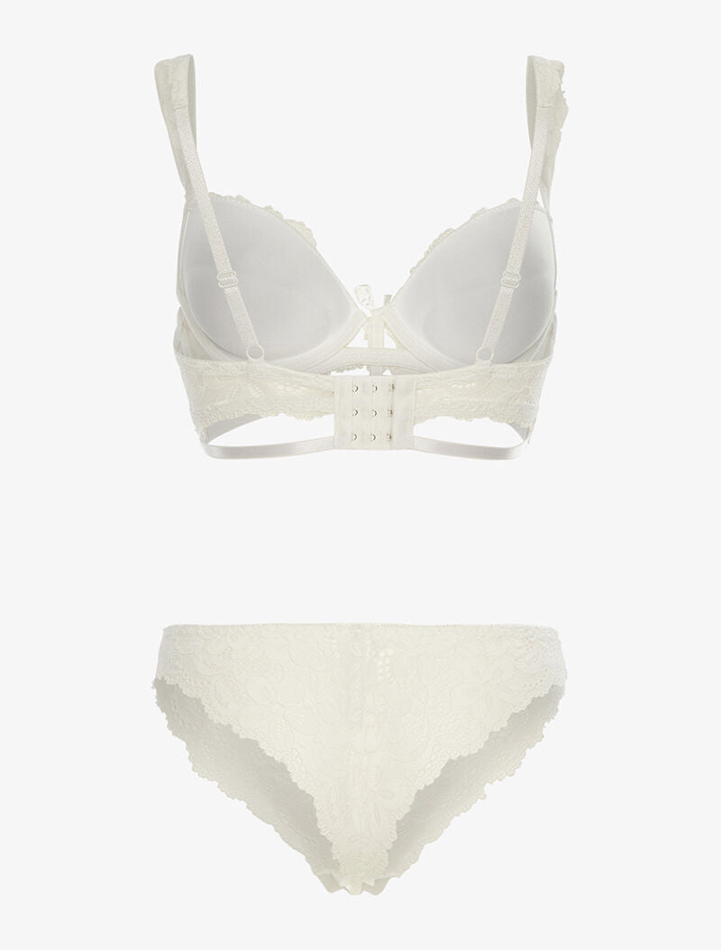Ensemble en dentelle motifs fleurs - ecru - 2