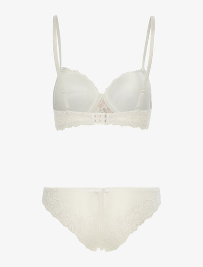 Ensemble SG et tanga empiècement fleurs brodées - blanc - 2