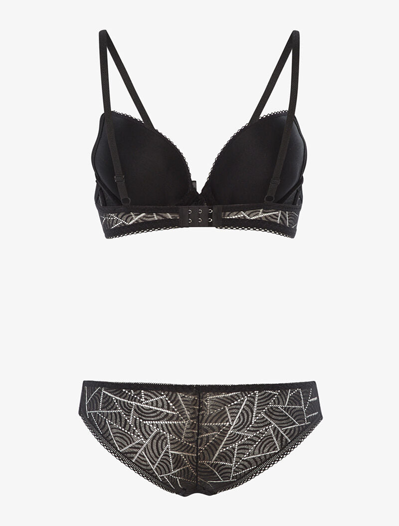 Ensemble SG et tanga en dentelle arrondie - noir - 2