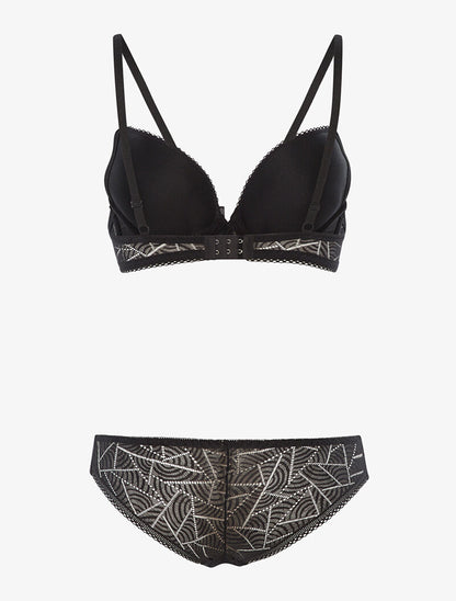 Ensemble SG et tanga en dentelle arrondie - noir - 2