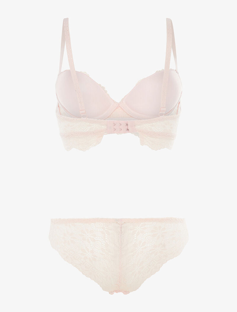 Ensemble à broderies motifs fleurs - rose orange - 2