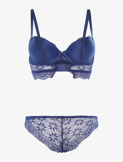 Ensemble à broderies motifs fleurs - bleu électrique - 2