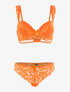Ensemble en dentelle motifs fleurs - orange - 1