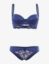 Ensemble piqueté à bords dentelle - bleu électrique - 1
