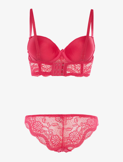 Ensemble soutien-gorge bustier - fushia - 2