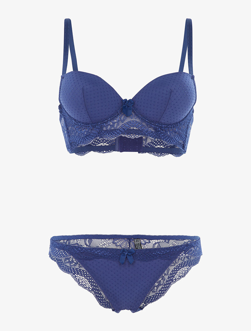 Ensemble soutien-gorge bustier - bleu électrique - 1