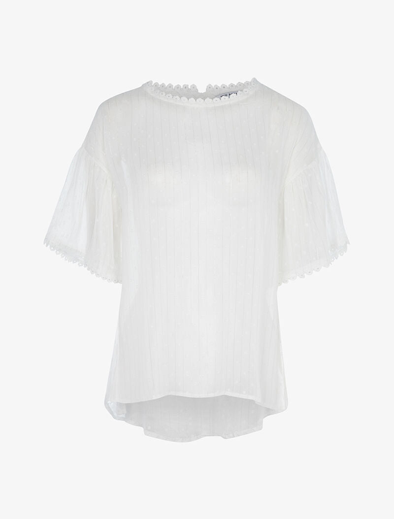 Blouse transparente à liserés argentés - blanc - 3
