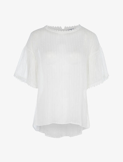 Blouse transparente à liserés argentés - blanc - 3