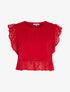 Crop top à bords volantés - rouge - 1