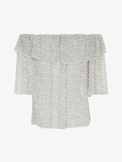 Blouse transparente mouchetée - blanc - 2