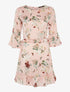 Robe satinée à taille volantée - rose - 1