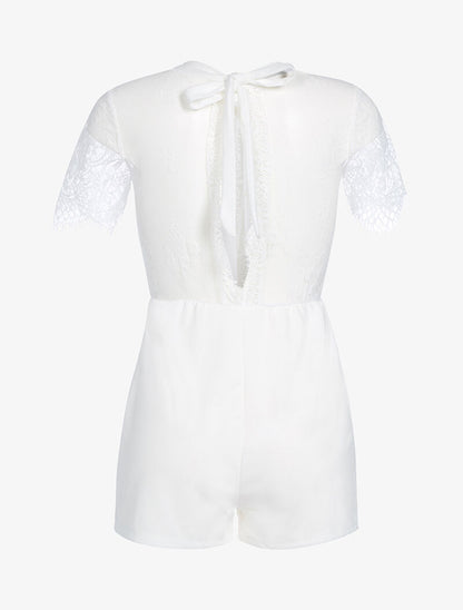 Combishort à dos ajouré en dentelle - blanc - 2