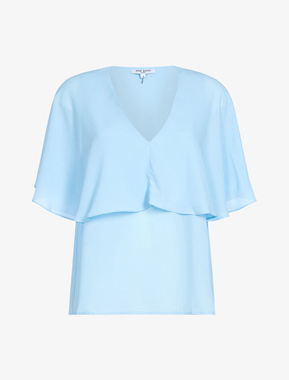 Top style cape en voile fin - bleu ciel - 3