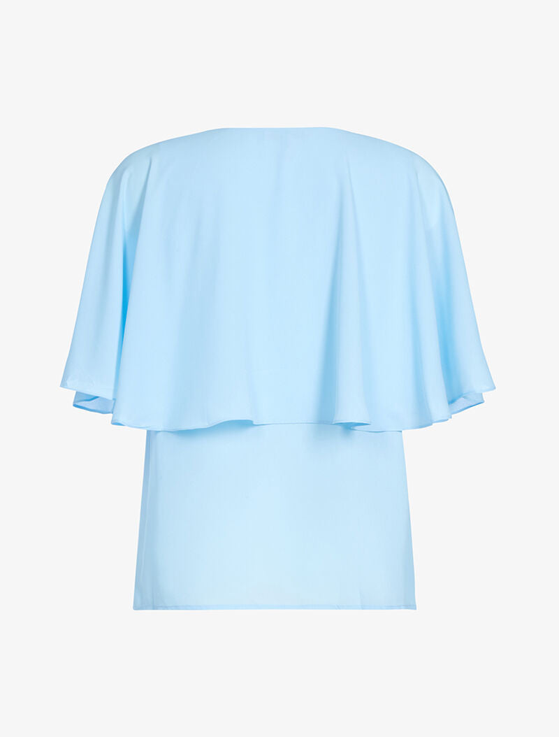 Top style cape en voile fin - bleu ciel - 2