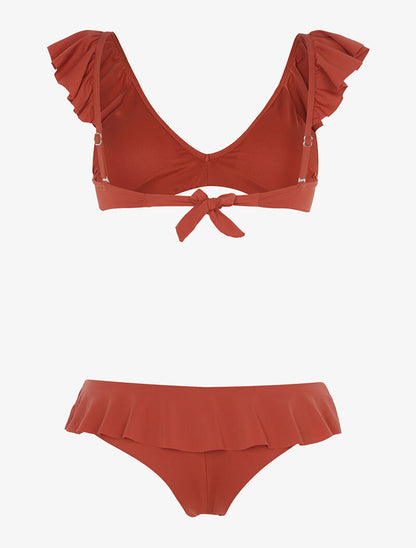 Bikini volanté échancré - terre de sienne - 2