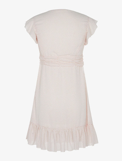 Robe volantée à pois - écru/rouge - 2