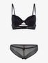 Ensemble dentelle ajourée et tanga - noir - 1