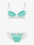 Ensemble à empiècements dentelle et tanga - turquoise - 3